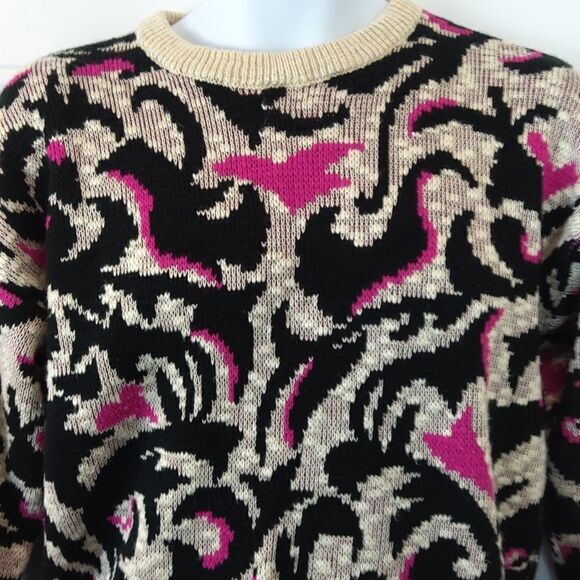 Rainbow Ridge black magenta and cream crew neck sweater - Picture 2 of 8